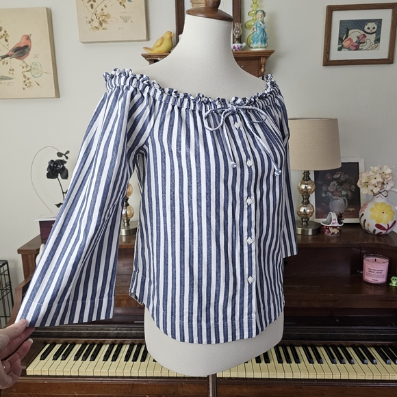 Madewell Shimmer Stripe Off-The-Shoulder Top - Picture 10 of 13